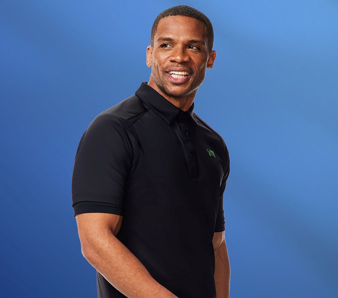 Model wearing Black Polo