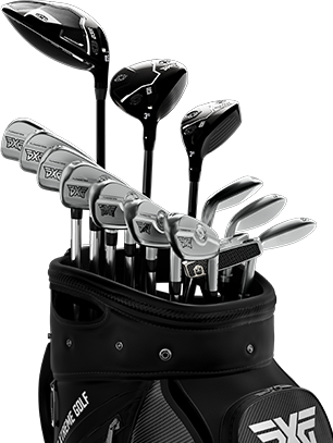 Full Gen6 golf club set inside a PXG golf bag