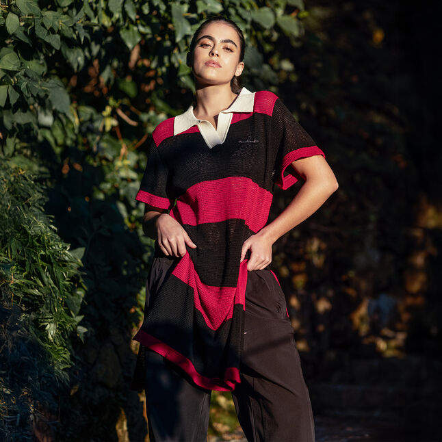 VARSITY POINTELLE TUNIC DRESS