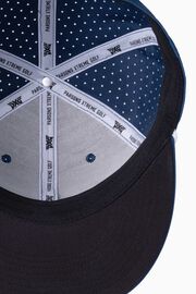 Men's 6-Panel High Crown Snapback Cap - Navy/White Logo - One Size Bleu marine et blanc