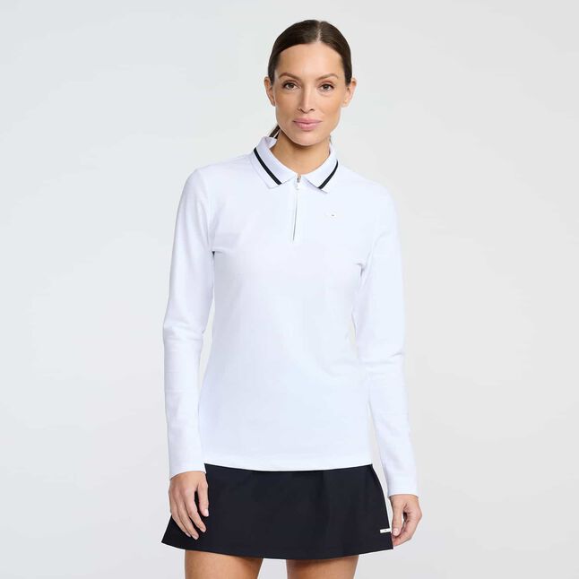 TERRY CLOTH 1/4 ZIP LONG SLEEVE POLO