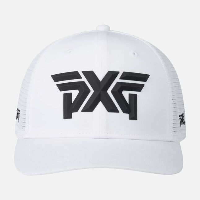 Faceted Front Trucker Cap - White
