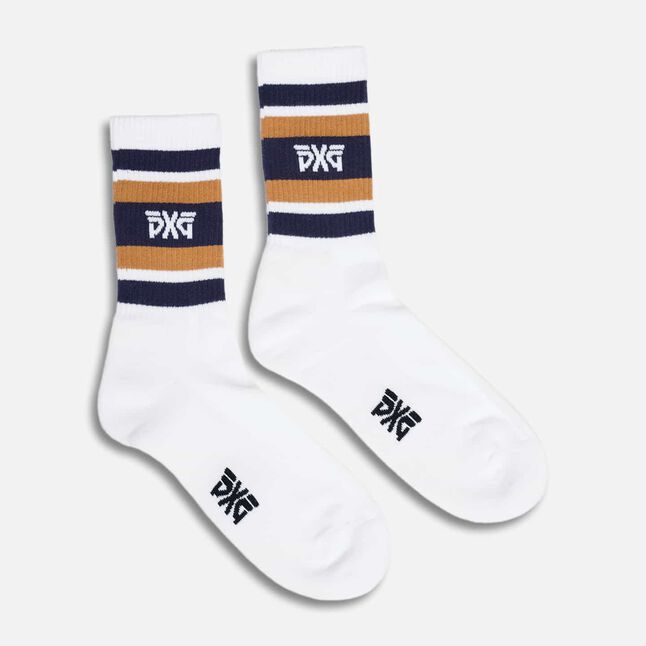 Men's Multi-Stripe Crew Socks - White Multi - One Size