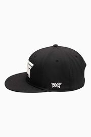 Faceted Large 6 Panel Structured Flat Bill Cap Black
