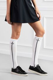 Women's Ruffle Knee Socks White