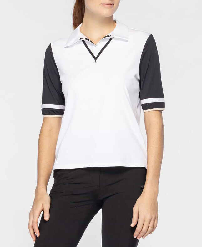 Women's Tri-Color Varsity V-Neck Polo