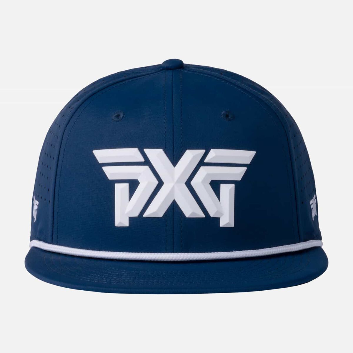 Men's 6-Panel High Crown Snapback Cap - Navy/White Logo - One Size Navy & White