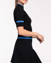 Women's 1/4 Zip Color Block Sleeve Knit Top Black - X-Large 