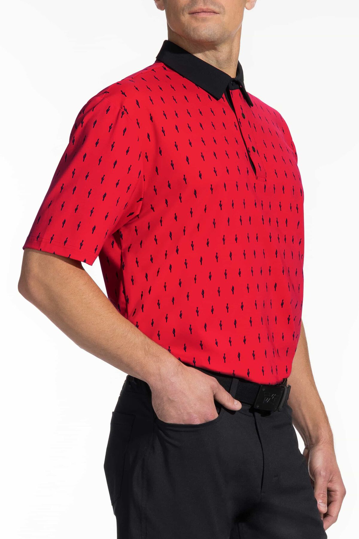 Comfort Fit Cactus Print Polo Red