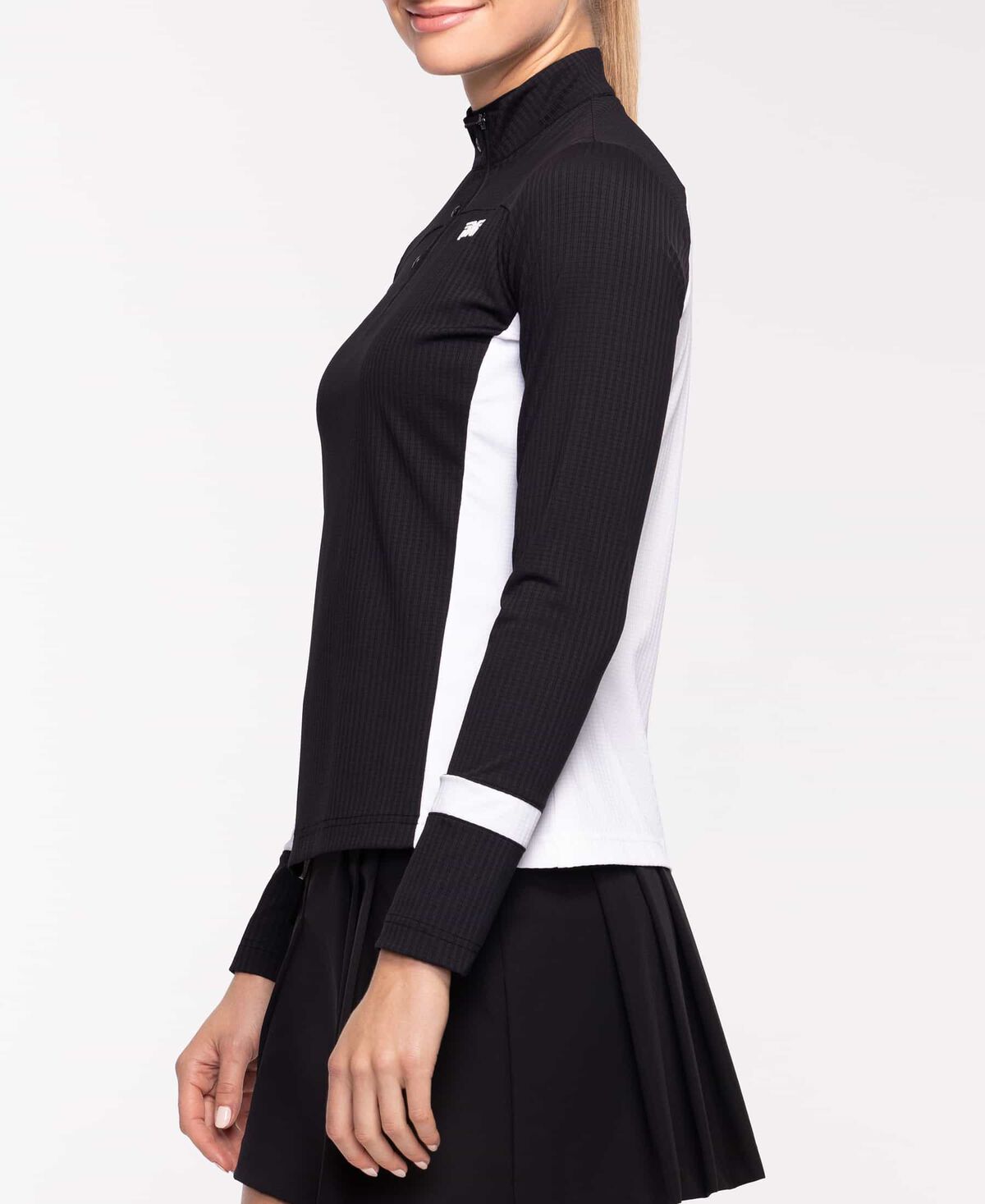 Women's Color Block Mock 1/4 Zip Pullover Black - X-Small 