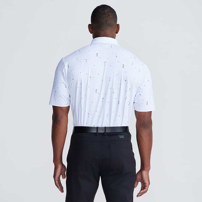 Men's Comfort Fit Golf Icons Pin Stripe Polo