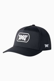 Men's Dog Tag 5-Panel Snapback Cap - Black/White Logo - One Size Black & White