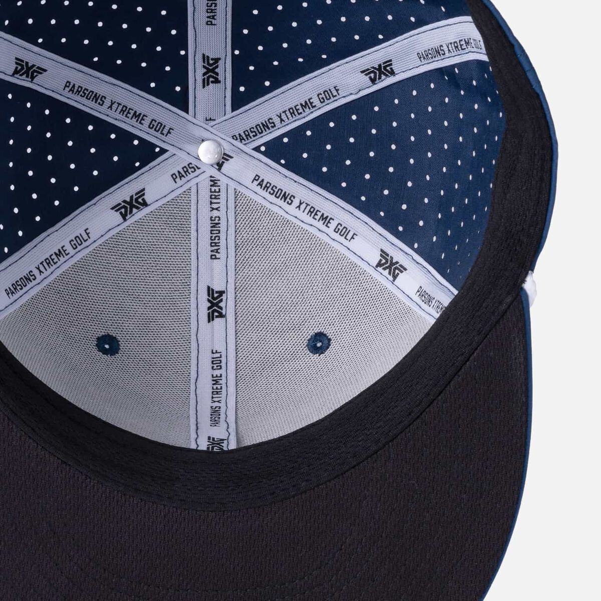 Men's 6-Panel High Crown Snapback Cap - Navy/White Logo - One Size Navy & White