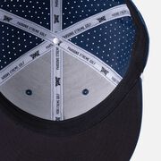 Men's 6-Panel High Crown Snapback Cap - Navy/White Logo - One Size Navy & White