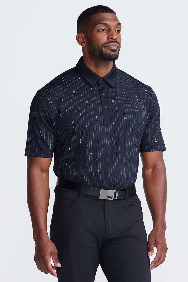 Men's Comfort Fit Golf Icons Pin Stripe Polo