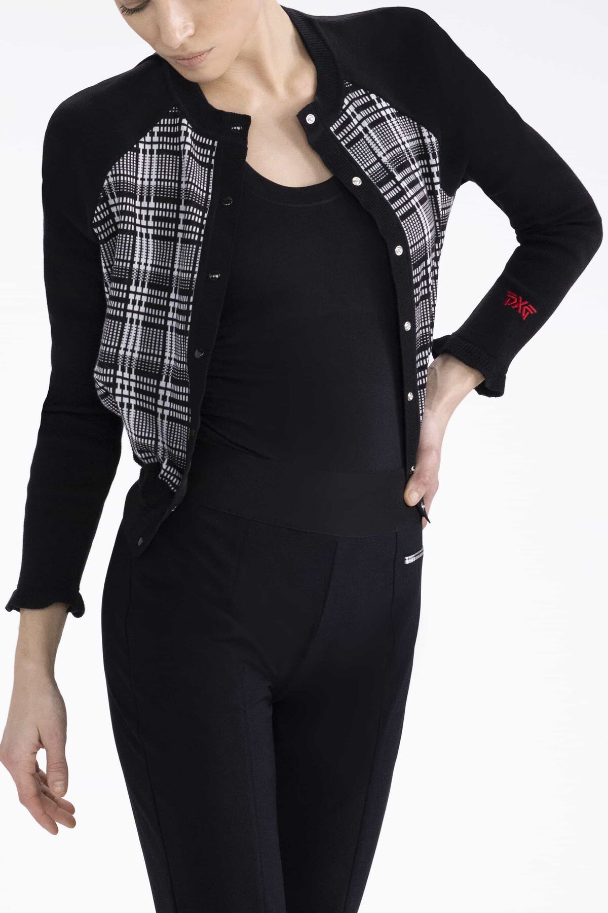 Checker Plaid Knit Cardigan 