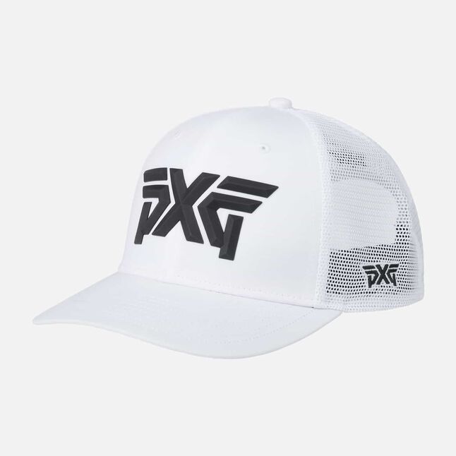 Faceted Front Trucker Cap - White