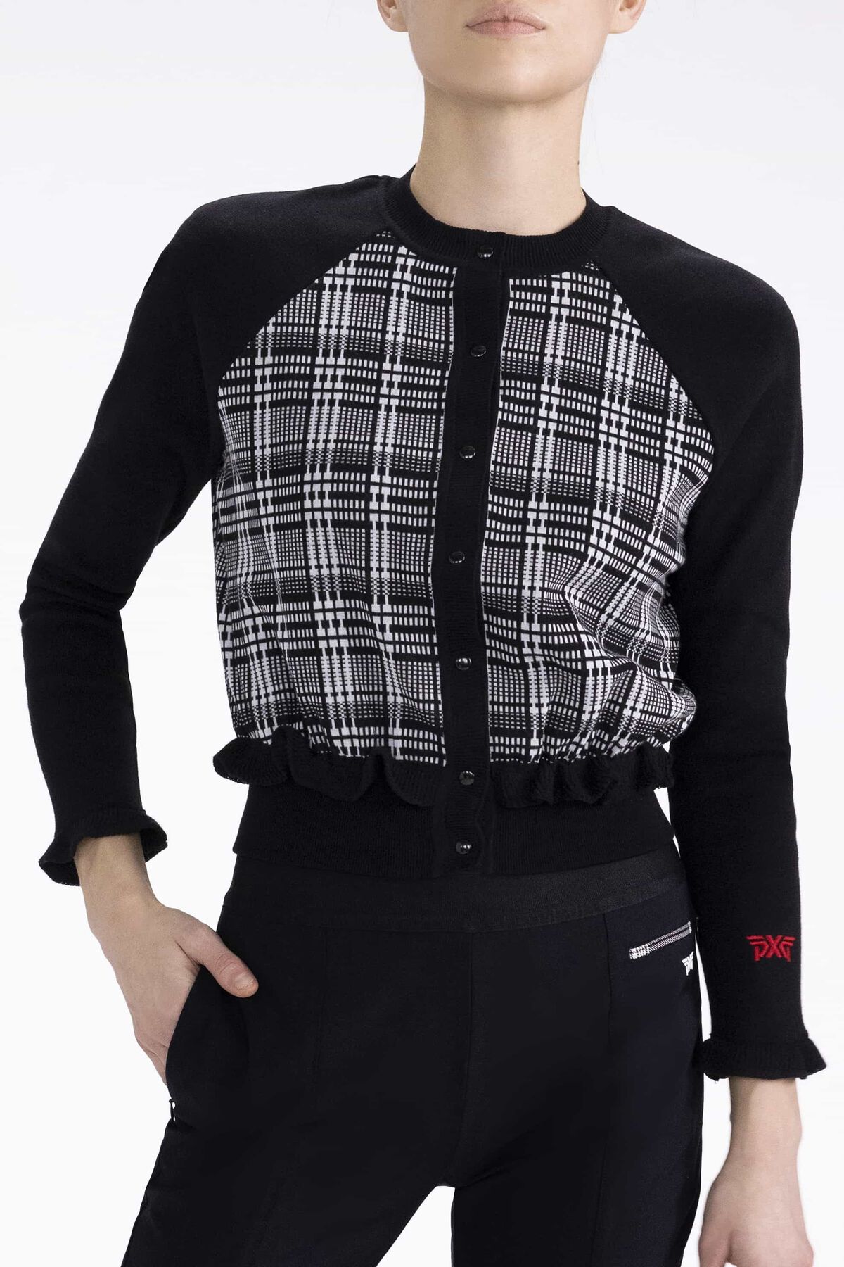 Checker Plaid Knit Cardigan 