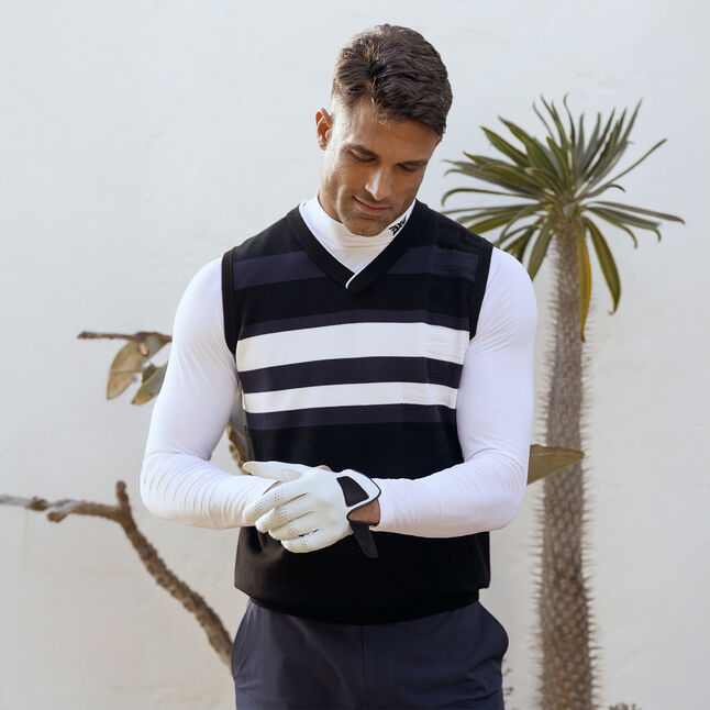 V-NECK COLOR BLOCK KNITTED VEST